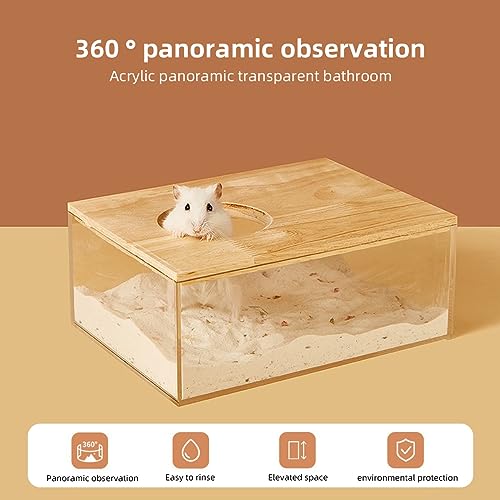 MoYouno Hamster Sand Bath,Transparent Acrylic Sand Bath Box and Pet Bath,Container With Ladder,Pet Supplies,Small Animal Pet Sauna Toilet,for Guinea Pig Chipmunk or Other Small Pets (rectangle) - Image 4