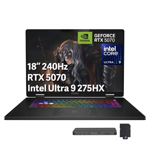 Image of msi Crosshair 18 HX AI 18 inch QHD+ 240Hz Gaming Laptop, Intel Ultra 9 275HX, 32GB DDR5, 3TB Storage (2TB SSD+1TB Docking Station), NVIDIA GeForce RTX 5070, 8GB GDDR7, RGB Backlit Keyboard, Win 11, Black