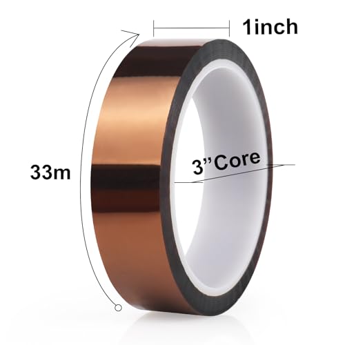 Image of BOMEI PACK Heat Resistant Tape,Thermal Tape,High Temperature Tape,Heat Vinyl Press Tape for Heat Transfer,Polyimide Tape for Protecting CPU, PCB Circuit Board (25mm x 33m)