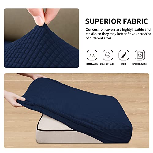 Image of Easy-Going Stretch 3 Pieces Couch Cushion Cover for Sofa Seat | Furniture Protector Sofa slipcover for 3 Cushion Couch Washable Soft with Elastic Bottom Navy