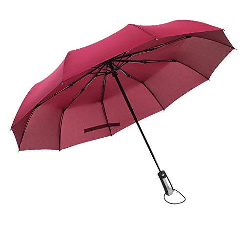 Preisvergleich Produktbild Fablcrew Automatischer Regenschirm Sonnenschirm Kunststoff durchsichtig Taschenschirm automatischem Knopf Sturmfest klein leicht kompakt windsicher stabil Schirm Size 105cm (Weinrot-A)