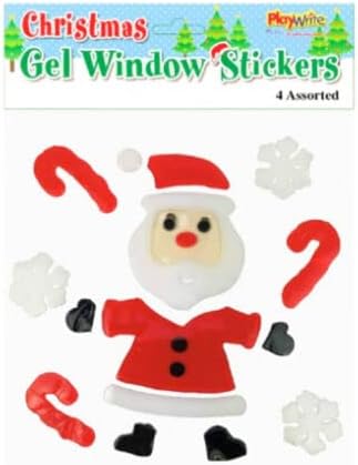 SKYTE Christmas Xmas Window Stickers Gel Jelly Decals Decorations Multicoloured Christmas Window Gel Clings Glass Decorations Santa Reindeer Snowman Penguin Snowflakes (Santa), One Size