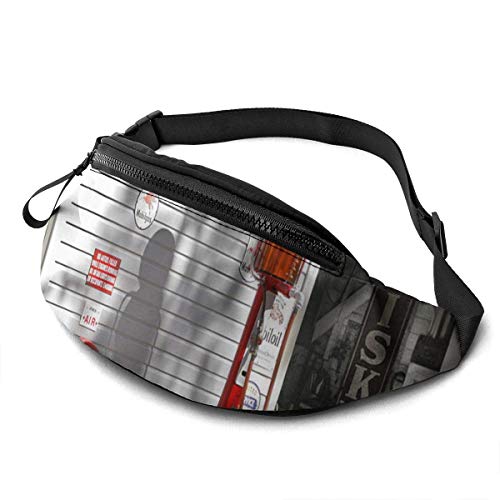 XCNGG Bolso de cintura corriente bolso de cintura de ocio bolso de cintura bolso de cintura de moda an Old Village Gas Station Mal Bray Belt Bag 13.7 X 5.5 inch Unisex Running Waist Packs Fashion Casu