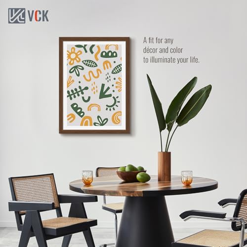 Image of VCK 20x28 Poster Frame Solid Wood Brown 3 Pack Picture Frames 20 x 28 Inches with Wall Mounting Hanging