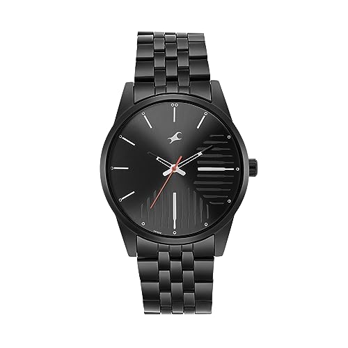 Fastrack Stainless Steel Analog Black Dial Men Casual Watch, Bandcolor-Black/NT3277NM02