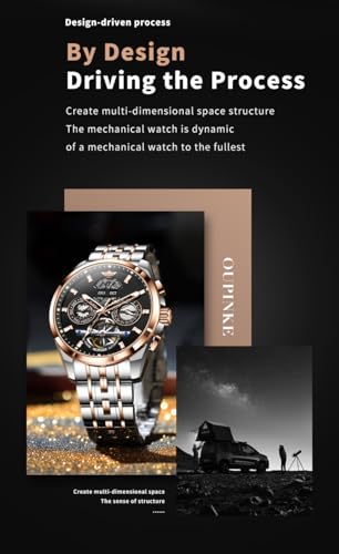 Image of OUPINKE Men Watch Automatic 5 Hands Multi Calendar Year /Month /Week /Date Mechanical 5ATM Waterproof Luxury Tungsten Steel Sapphire Crystal Wrist Watch for Men