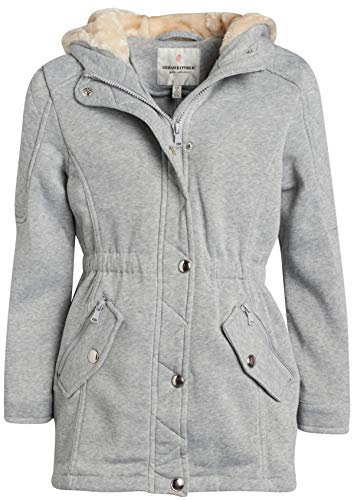 Urban Republic Girls Fleece Fur Hooded Jackett (Little Kids/Big Kids) Heather Grey 10/12