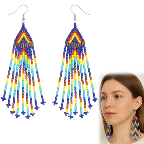 CATOR Pendientes de perlas de colores bohemios, Flecos Mujer Moda Perlas Pendientes Bohemios Aro Dangle para Niñas