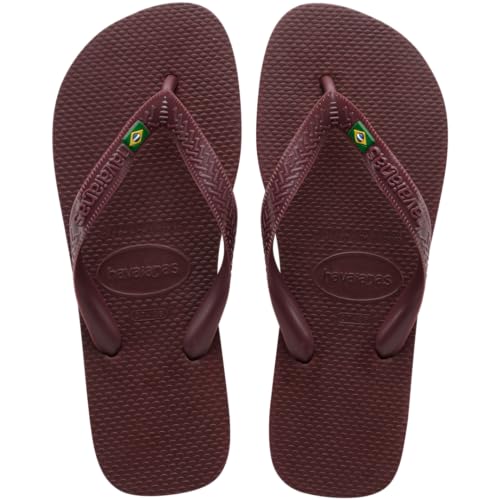 Havaianas Men's Brazil Logo Flip Flops - Men's Sandals for Swimming Pools - Grape Wine, 11-12