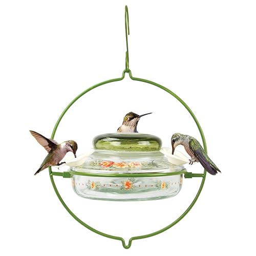 Nature's Way Bird Products Decorative Glass Top-Fill Hummingbird Feeder - Gardenia Bouquet (DTHF2)
