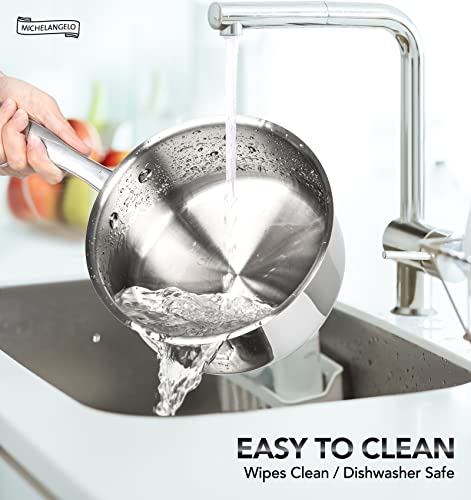 Michelangelo 2 Piece Stainless Steel Saucepan Set - 1Qt & 2Qt, Premium German Technology Sauce Pans, Induction Compatible 18/10 Stainless Steel thumb #5