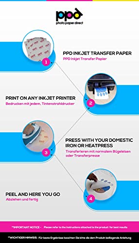 Image of PPD 40 Sheets 8.5x11 inch Iron-on Heat Transfer Vinyl Paper Light Fabrics