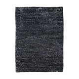 Dywan z długim włosiem z jedwabistym efektem poliestru, 200cm x 190cm, antracyt