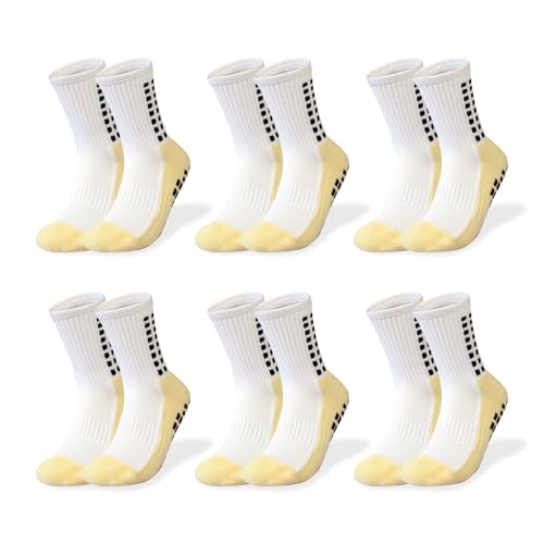 Meias de futebol juvenil Meias esportivas infantis Meias de amortecimento antiderrapantes Meias respiráveis para meninos e meninas 35-39 (BR, Numérico, 35, 39, Regular, Branco*6)