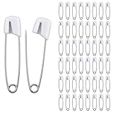Lot de 50 épingles à nourrice pour bébé, 55 mm, grandes, avec fermeture en plastique sécur...