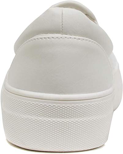 Soda Flat Women Shoes Slip On Loafers Casual Sneakers Memory Foam Insoles Hidden Platform/Flatform Round Toe Croft-G White 8.5 #TOP3