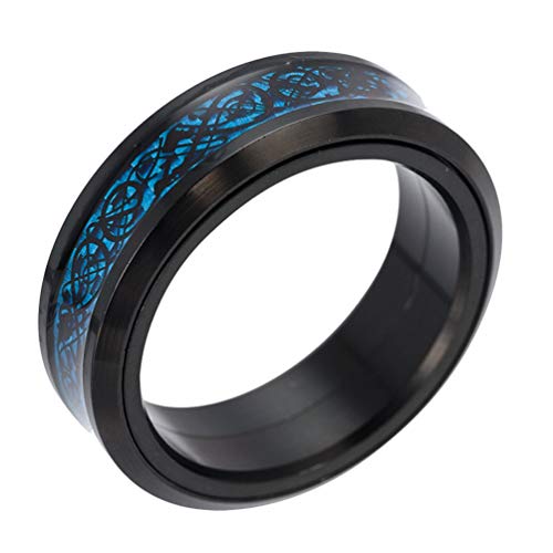 Image of HIJONES Unisex Carbide Fiber Celtic Dragon Spinner Ring Stainless Steel Wedding Spins Band