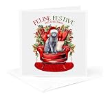 3dRose, Gorgeous Gray Russian Blue Cat with Green Eyes for Christmas, 1 Greeting Card with envelope