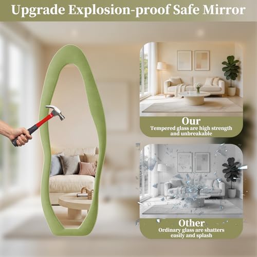 Image of Koonmi 63 inchx24 inch Irregular Mirror Full Length, Flannel Floor Mirrors