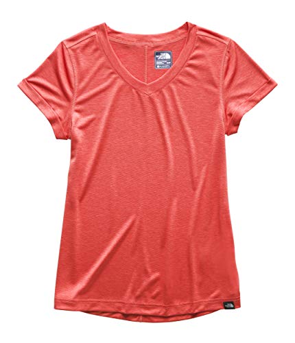 The North Face Women’s HyperLayer FD Short Sleeve V-Neck, Spiced Coral Heather, Size