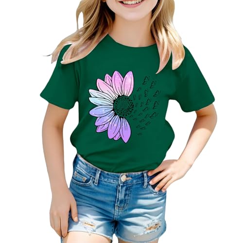 Kids Girls T Shirts Sunflower Graphic Vintage Tees Short Sleeve Casual Crew Neck Cotton Loose Fit Tshirts3
