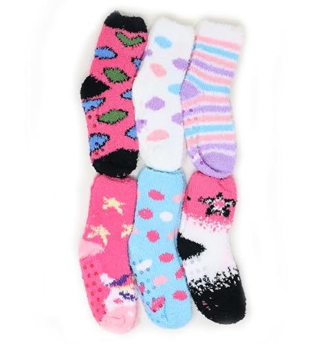 Boutique4Divas Toddler Girl Cozy Fluffy Fuzzy Socks 6 Pairs Anti Slip Warm Winter3