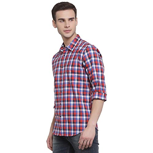 Image of Pepe Checks Cotton Stretch Regular Fit Mens Casual Shirt (A21MARCUSIPRED-P)