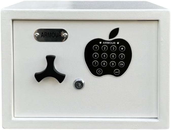 ARMOUR 11 Liter 9 Kg Digital Electronic Safe Box with Keypad Lock & 2 Override Keys (9 IN x 12 IN x 9 IN), High Security Locker for Home & Offices with Dual Lock & In Built Alarm - White Color
