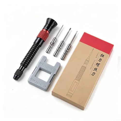 Kit de destornillador profesional con tapa giratoria para reparación de electrónica, incluye tres puntas para desmontaje de relojes y teléfonos, construcción de metal