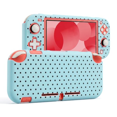 Étui rigide DLseego à pois pour Nintendo Switch Lite 2019, protection complète anti-rayures bleu