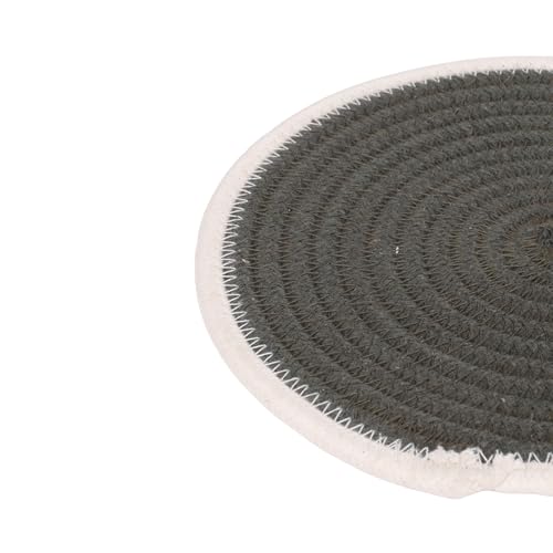 Image of DENOVA Cotton Rope Trivet for Hot Pots and Pans - Handcrafted Round Table Mat, Heat-Resistant Surface Protector (Olive & Cream, Pack of 2)