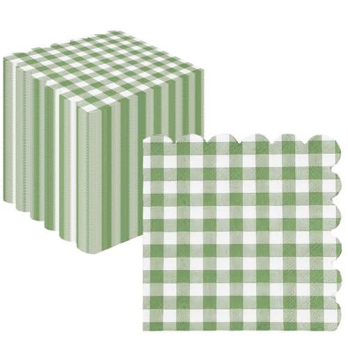 Uwiyo 100 Pièces Serviettes en Papier de Fête, 3 Plis 25 x 25 cm Serviettes Bord Festonné Serviette de Table Papier Serviette de Cocktail Jetables Papiere...
