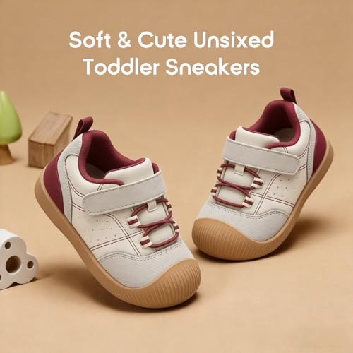 Image of Balabala Girls Boys Toddler Sneakers Wide Toe Box Walking Shoes | Unisex Kids Sneakers with hook-and-loop straps, non-slip soles, soft heel cushion, and flexible support for play