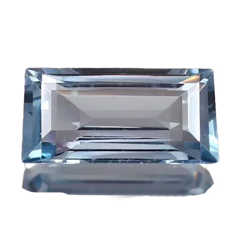 Aigue-marine brésilienne en baguette émeraude 14x7mm pour création de bijoux uniques
