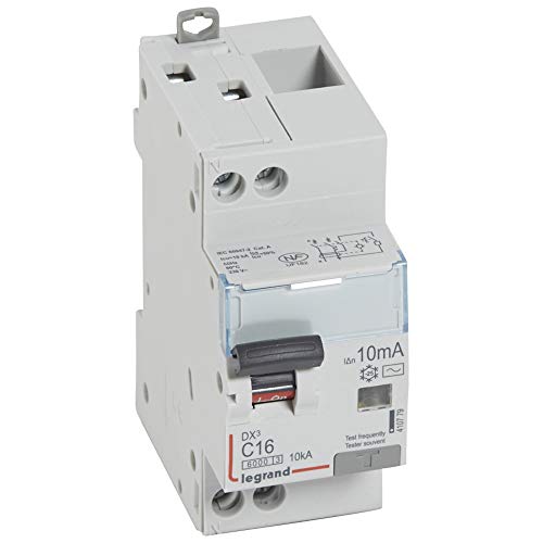 410779 Legrand Disjoncteur différentiel 16A - type AC 10mA 1P+N DX³6000 10kA