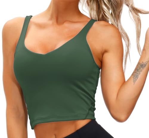 Image of THE GYM PEOPLE Womens' Sports Bra Longline Wirefree Padded with Medium Support