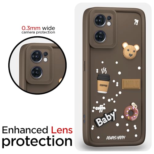 Image of Pikkme Back Cover for Oppo Reno 7 5G | Cute Fun Cartoon 3D Bear Silicone Full Body Protection Bumper Case (Brown)