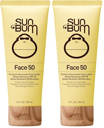 Image of Sun Bum Original SPF 50 Sunscreen Face Lotion - Broad Spectrum Moisturizing Facial Sunscreen with Vitamin E -Fragrance Free - Travel Size - 3 oz (Pack of 2)