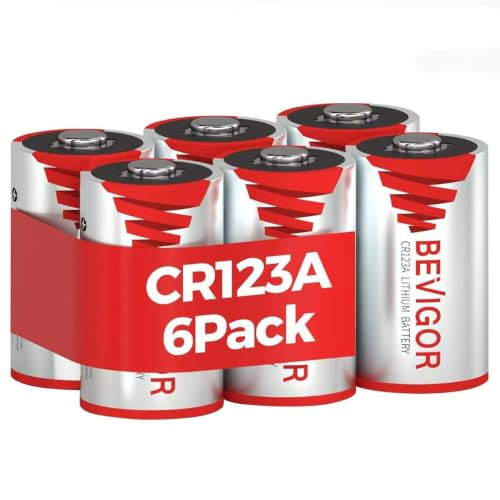 BEVIGOR CR123A 3V Lithium Battery 6 Pack CR123A Batteries High Capacity Lithium 123 Battery for Flashlight and Security Device [ Non-Rechargeable ]
