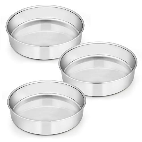 Comparison: Best Baking Pans For Cakes 5 E-far 8 Inch Cake Pan Set of 3, Stainless Steel Round Layer Cake Baking Pans, Non-Toxic & Healthy, Mirror Finish & Dishwasher Safe