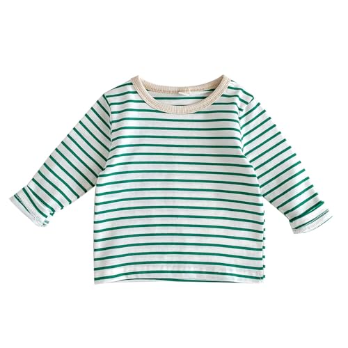 Infant Baby Boys Girls Striped Crewneck Sweatshirt Long Sleeve Pullover Sweatshirts Sweater Casual Tops Basic T-Shirt