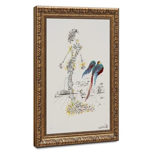 Impression sur toile Salvador Dalí Lady avec perroquet décoration murale bureau 50x75 cm