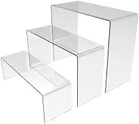 Conjunto de 3 Expositores Escada em Acrílico Transparente, Organizador para Sapatos, Cosméticos e Doces
