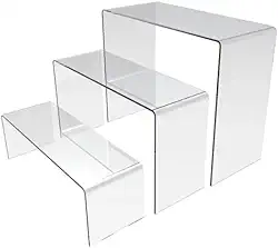 Conjunto de 3 Expositores Escada em Acrílico Transparente, Organizador para Sapatos, Cosméticos e Doces