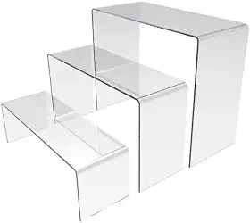 Conjunto de 3 Expositores Escada em Acrílico Transparente, Organizador para Sapatos, Cosméticos e Doces