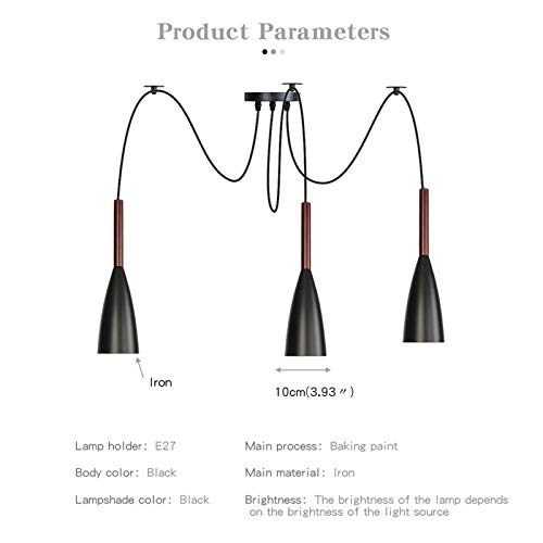 Lámparas Colgantes de Techo de Metal Negro Ajustable con 1 o 2 Luces 5
