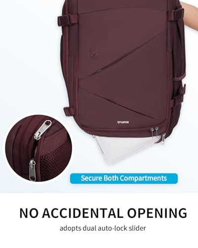Image of ECOHUB Carry On Travel Backpack, Expandable Airlines Personal Item Bag 18x14x8, Water Resistant 17 inch Laptop Backpack Flight Approved, 12 Pockets 30L Work Backpacks with Wet Pocket & Cable Slot, Red