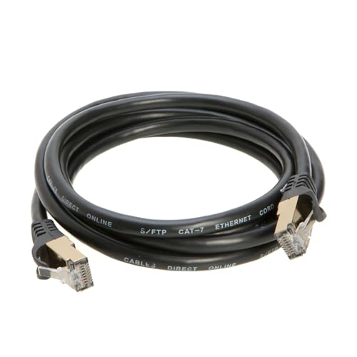Image of 6FT S /FTP CAT 7 Gold Plated Shielded Ethernet RJ45 Copper Cable 10 Gigabit Ethernet Network Patch Cord Cat7 (6ft, Black)