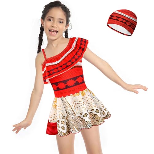 Image of Girls Princess Swimsuit Adventure Outfit with Swim Cap, 3-10 Years