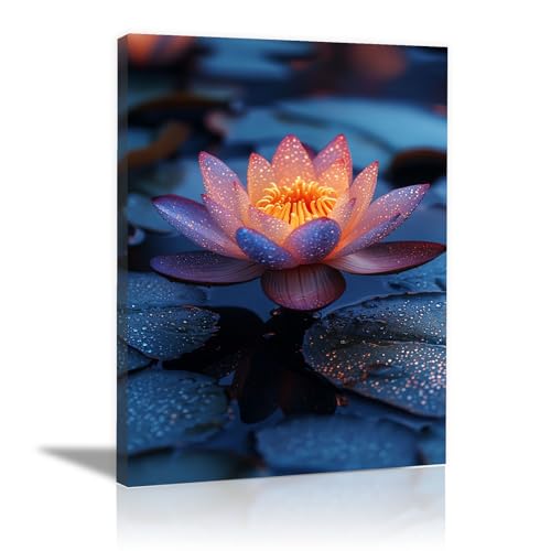 Tableau pour art déco murale de lotus rose finition encadrée